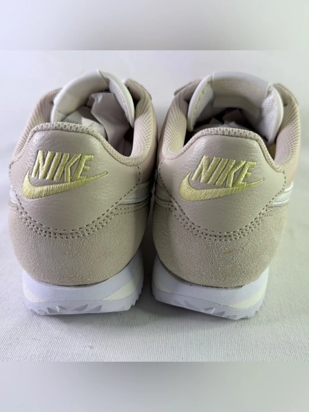 Nike Women’s Cortez Sneakers in Pale Beige with White Swoosh Charm Women’s 8.5